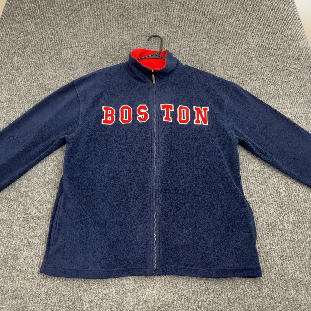 Boston Bay State Apparel Fleece‎ Jacket Men M Navy Polyester Full Zip Sporty